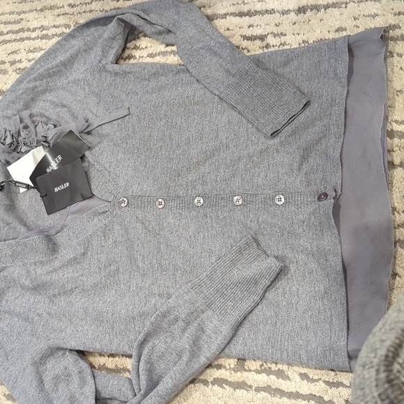 NWT Basler Grey wool & silk button up cardigan with left chest details - Picture 2 of 11
